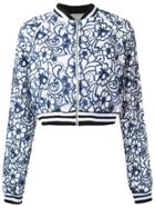 Martha Medeiros Floral Lace Bomber Jacket - Blue