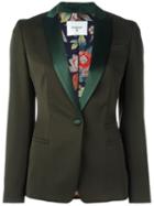 Dondup Welt Pockets Blazer, Women's, Size: 40, Green, Virgin Wool/polyester/silk