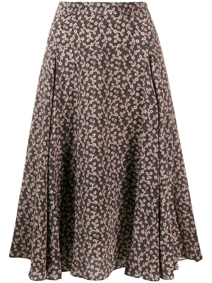 Masscob Floral Print Midi Skirt - Black