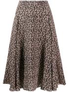 Masscob Floral Print Midi Skirt - Black