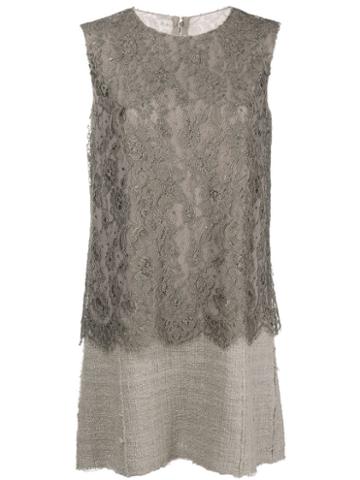 Dolce & Gabbana Pre-owned Lace Panel Short Dress - Brown