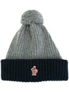 Moncler Grenoble Ribbed Beanie, Men's, Grey, Cashmere/wool