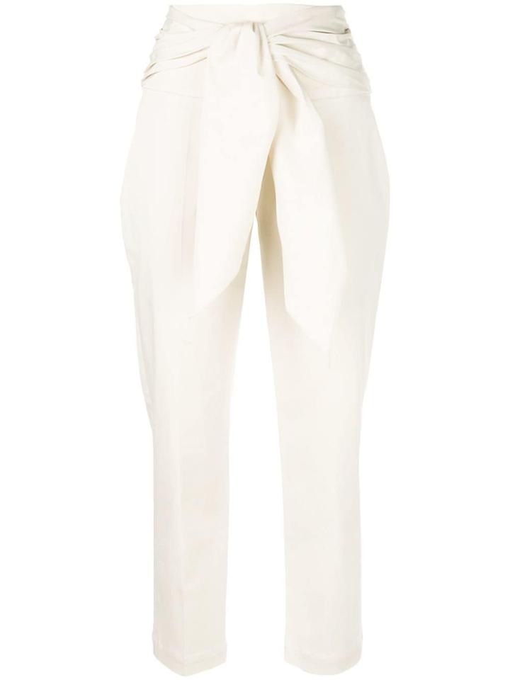 Brunello Cucinelli Tie Waist Cropped Trousers - White