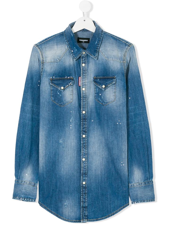 Dsquared2 Kids Faded Denim Shirt - Blue