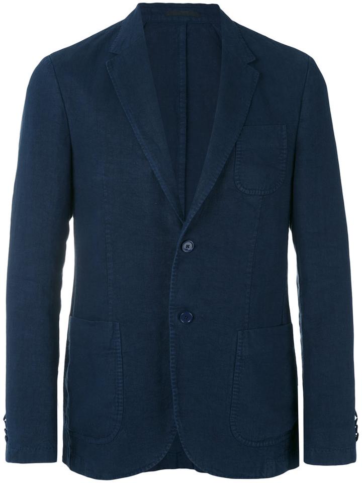 Z Zegna - Chest Pocket Blazer - Men - Linen/flax/cupro - 54, Blue, Linen/flax/cupro