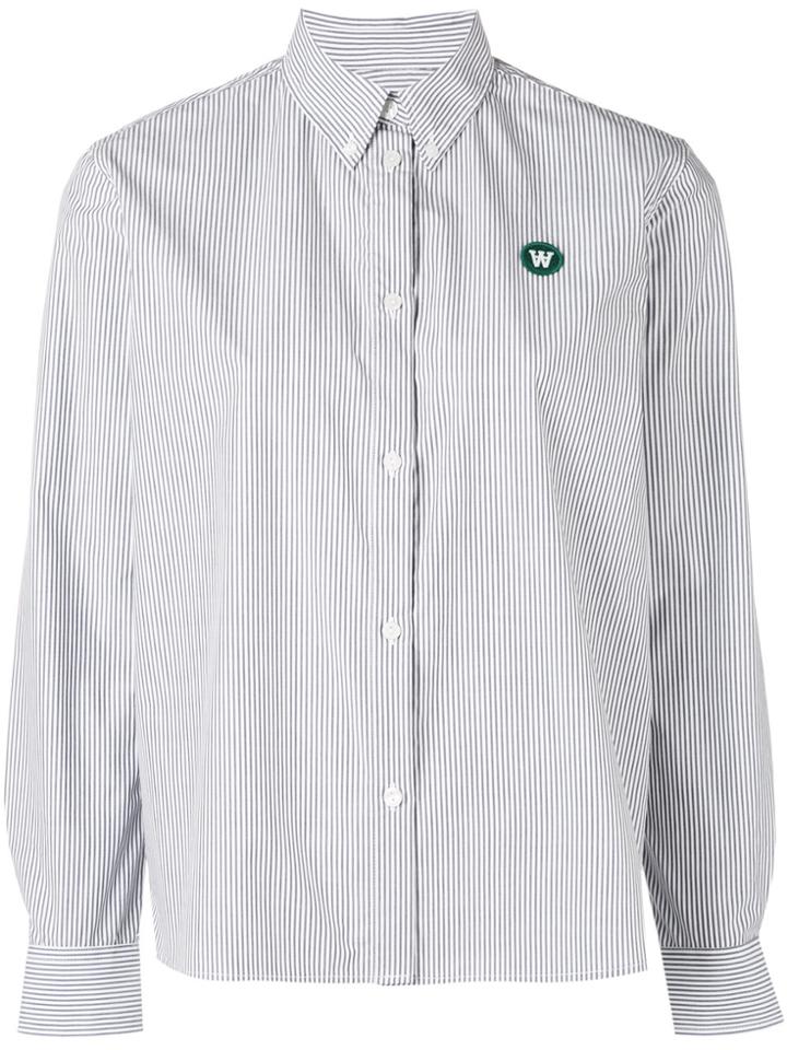 Wood Wood Striped Classic Button Collar Shirt - White