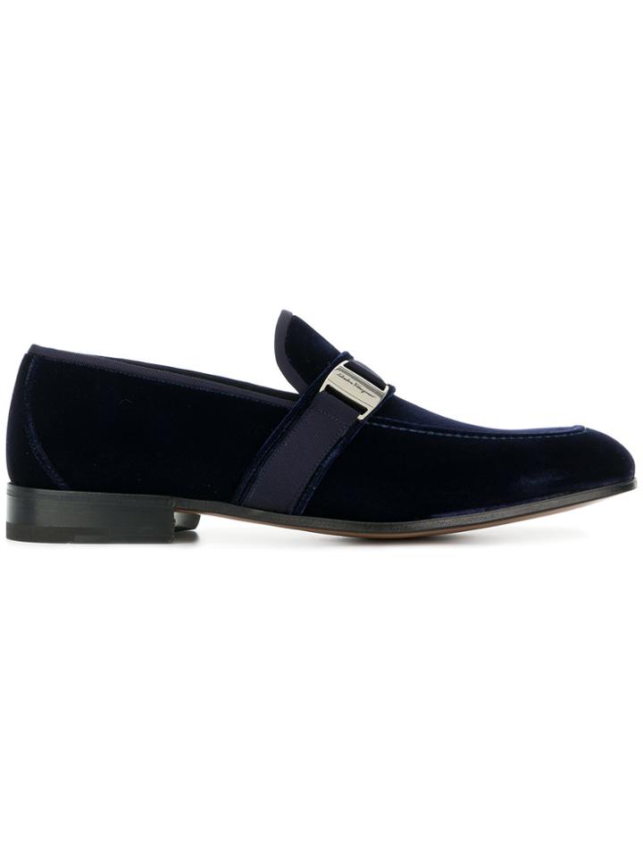 Salvatore Ferragamo Logo Buckle Loafers - Blue