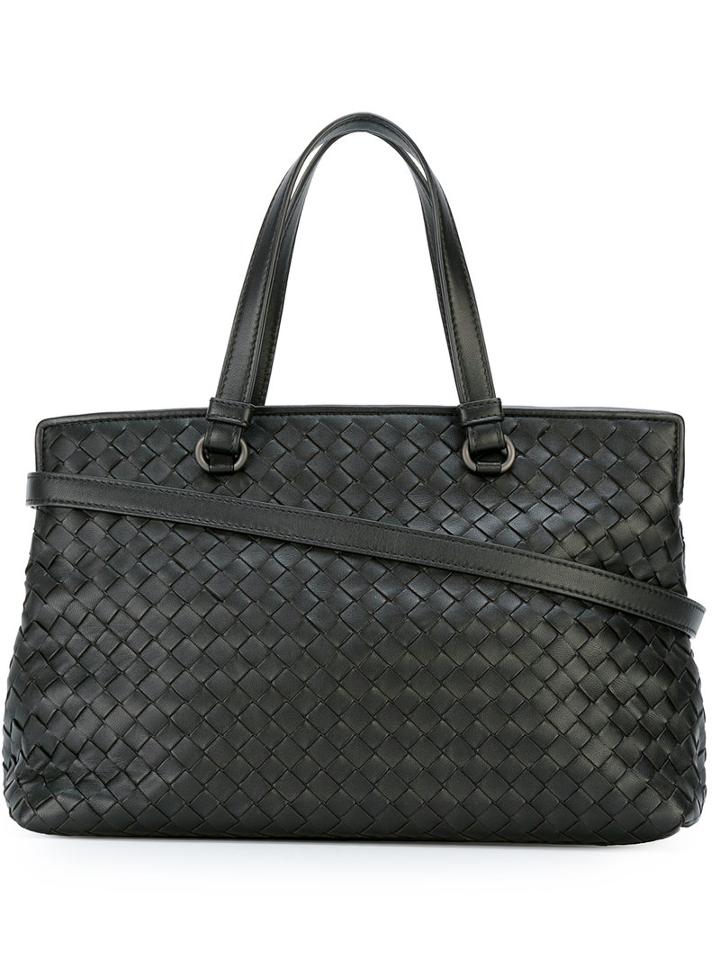 Bottega Veneta Woven Tote Bag, Women's, Black, Leather