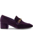 Burberry Link Detail Velvet Block-heel Loafers - Pink