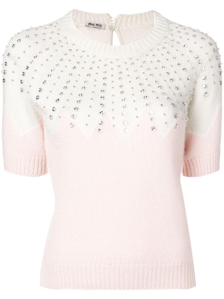 Miu Miu Jewellery Knit Sweater - Pink & Purple