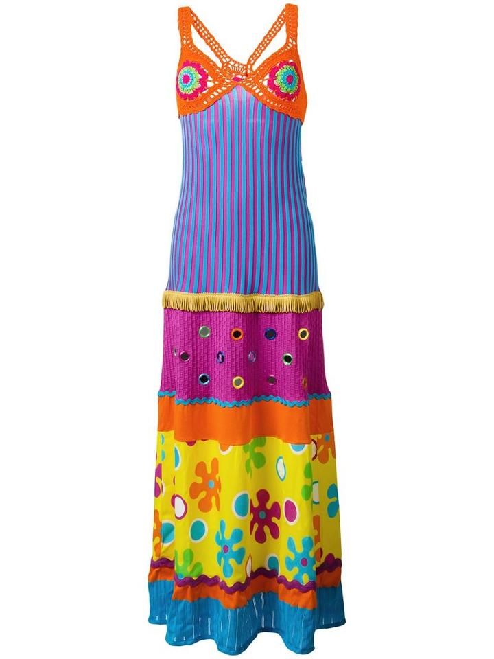 Moschino Mirror Embellished Patchwork Dress, Women's, Size: 42, Pink/purple, Cotton/rayon/other Fibers