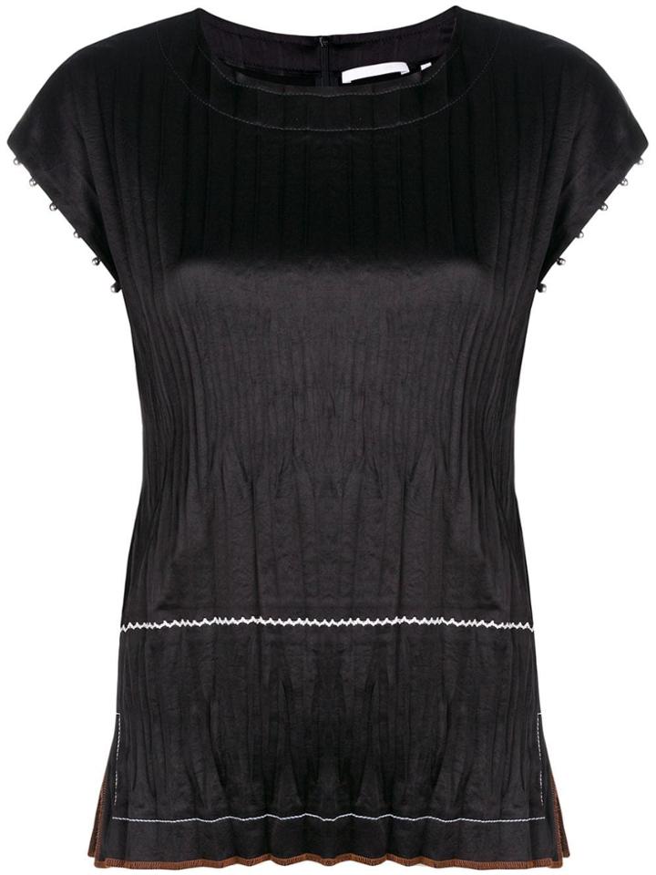 Helmut Lang Pleated Embellished Blouse - Black