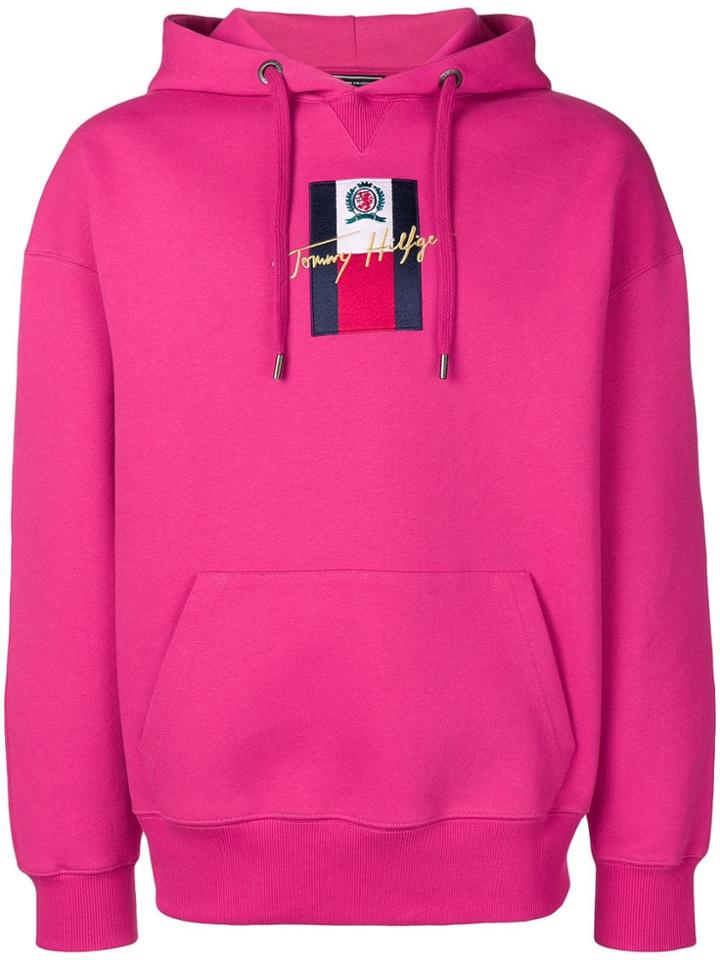 Tommy Hilfiger Logo Drawstring Hoodie - Pink