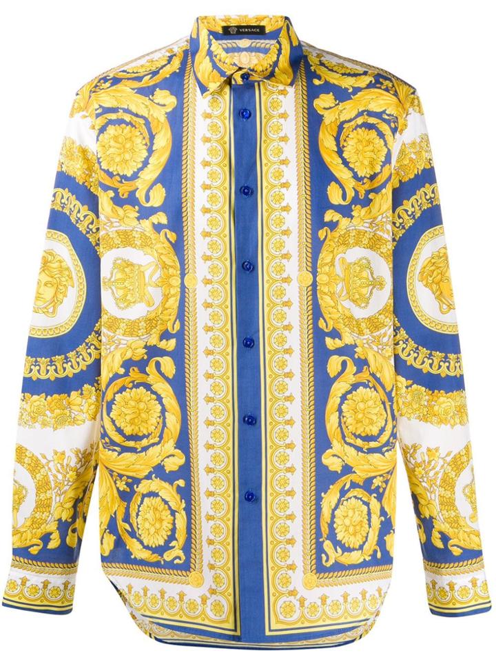 Versace Barocco Print Shirt - Yellow