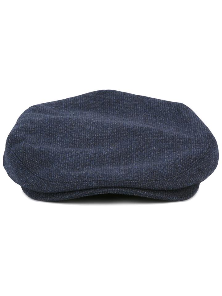 Brioni Plain Flat Cap, Men's, Size: 56, Blue, Virgin Wool