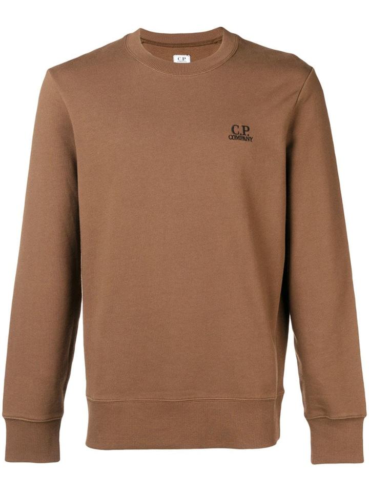 Cp Company Logo Crewneck Sweatshirt - Brown