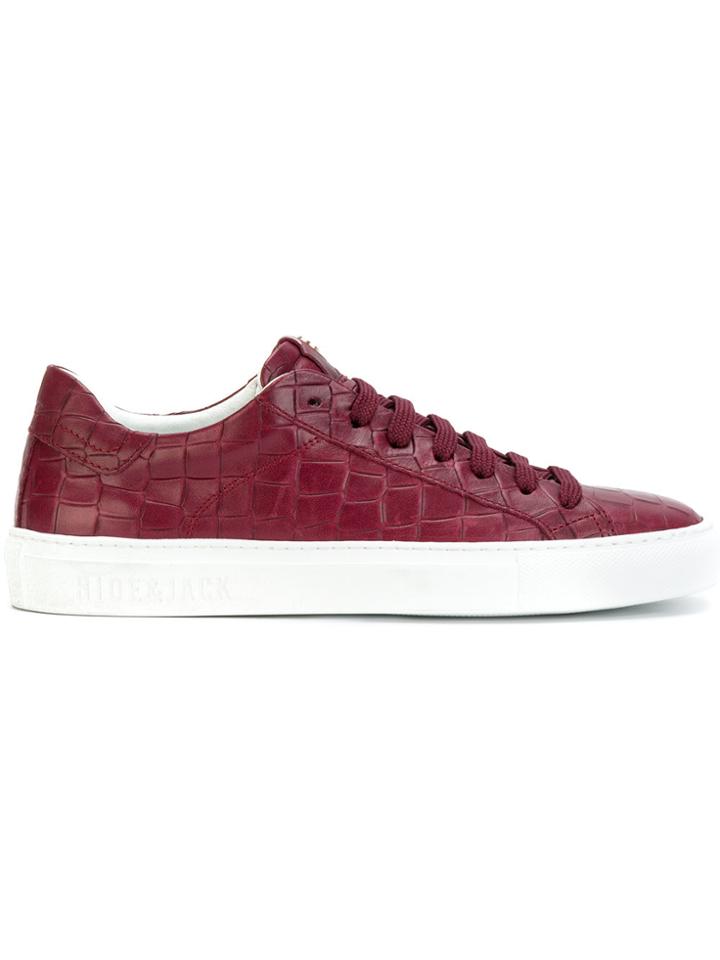 Hide & Jack Crocodile-embossed Sneakers - Red