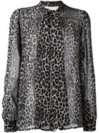 Michael Michael Kors Leopard Print Pussybow Blouse, Women's, Size: Large, Black, Polyester