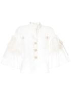 Edward Achour Paris Sheer Embellished Blouse - White