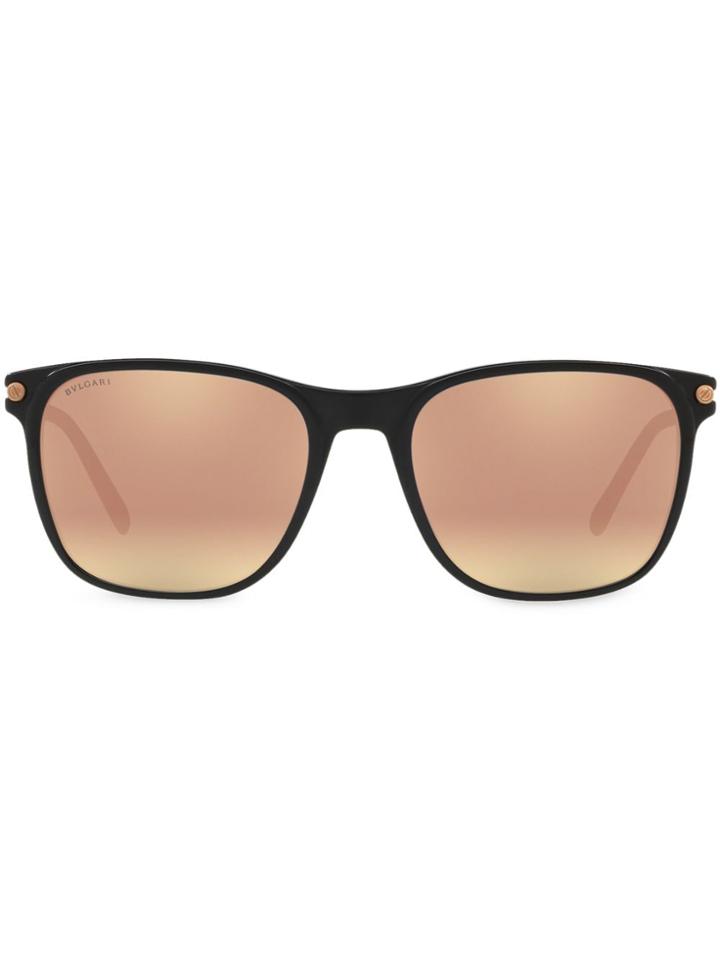 Bulgari Rectangular Frame Sunglasses - Black