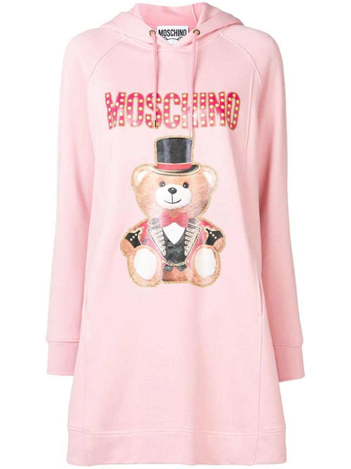 Moschino Bear Print Hooded Dress - Pink