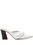 Reike Nen White 80 Knot-detail Leather Mules