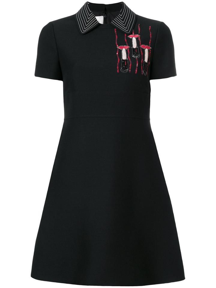 Valentino Embroidered Chest Dress - Black