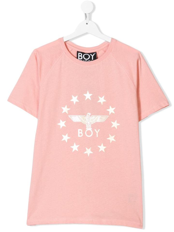 Boy London Kids Teen Globe Star Logo Print T-shirt - Pink & Purple
