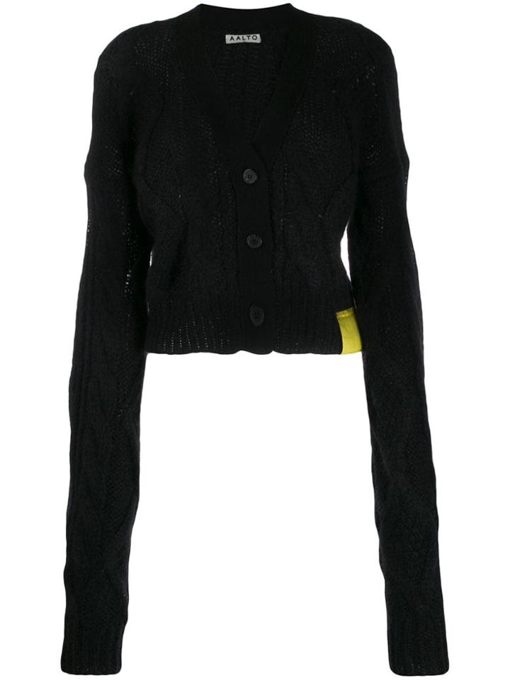 Aalto Cropped Cable-knit Cardigan - Black