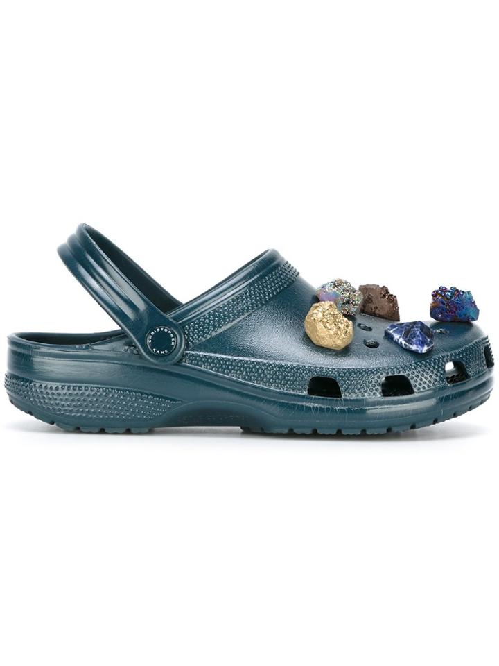 Christopher Kane Stone Embellished Crocs Clogs - Blue