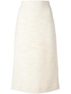 Rochas Straight Midi Skirt, Women's, Size: 40, Nude/neutrals, Cotton/silk
