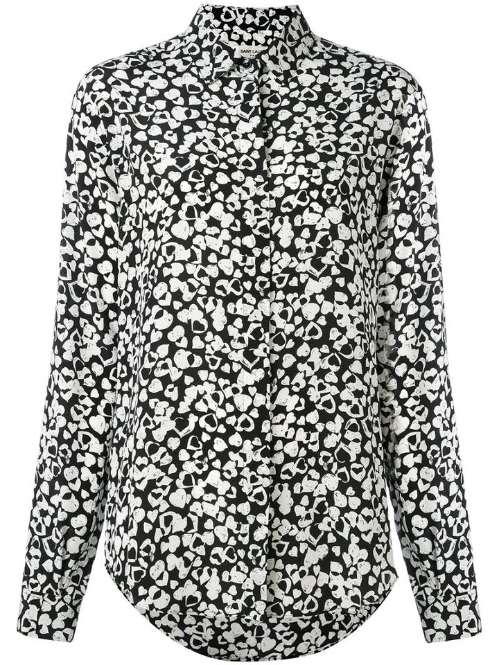 Saint Laurent - Heart Print Shirt - Women - Silk - 42, Black, Silk