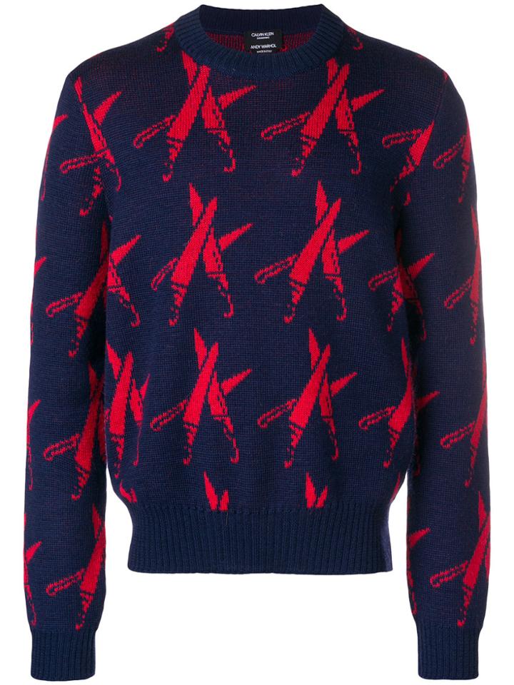 Calvin Klein 205w39nyc Embroidered Long-sleeve Sweater - Blue