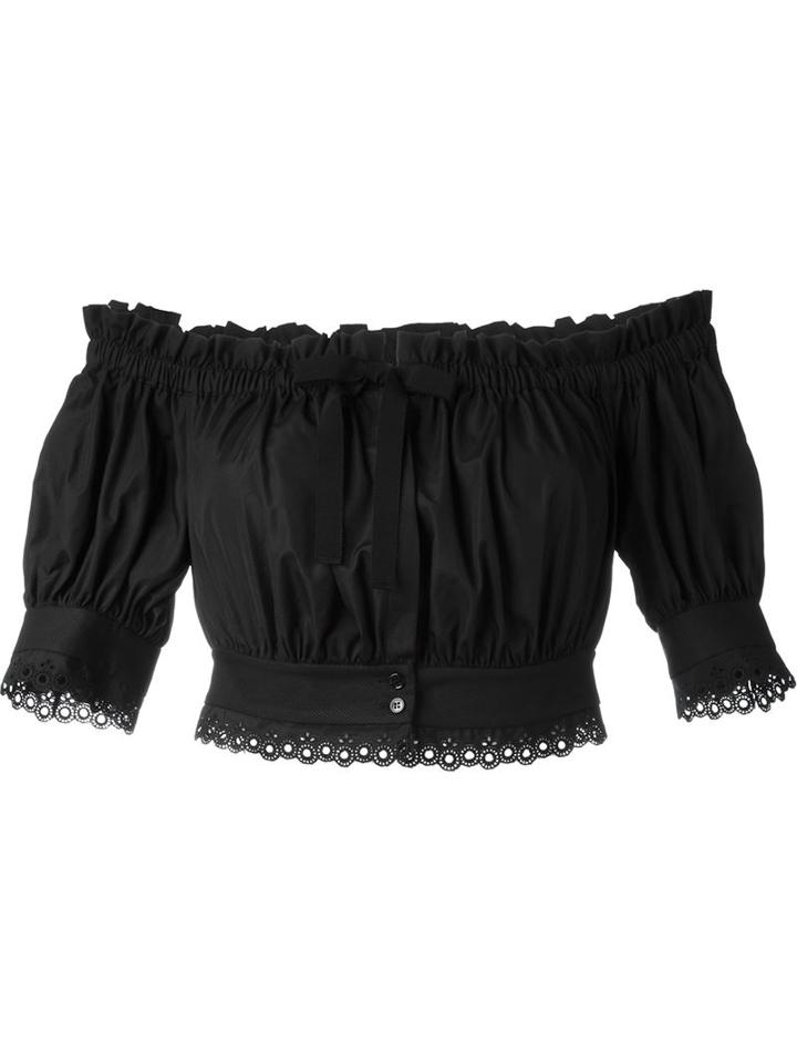 Alexander Mcqueen Off The Shoulder Top, Women's, Size: 40, Black, Cotton/polyester/viscose
