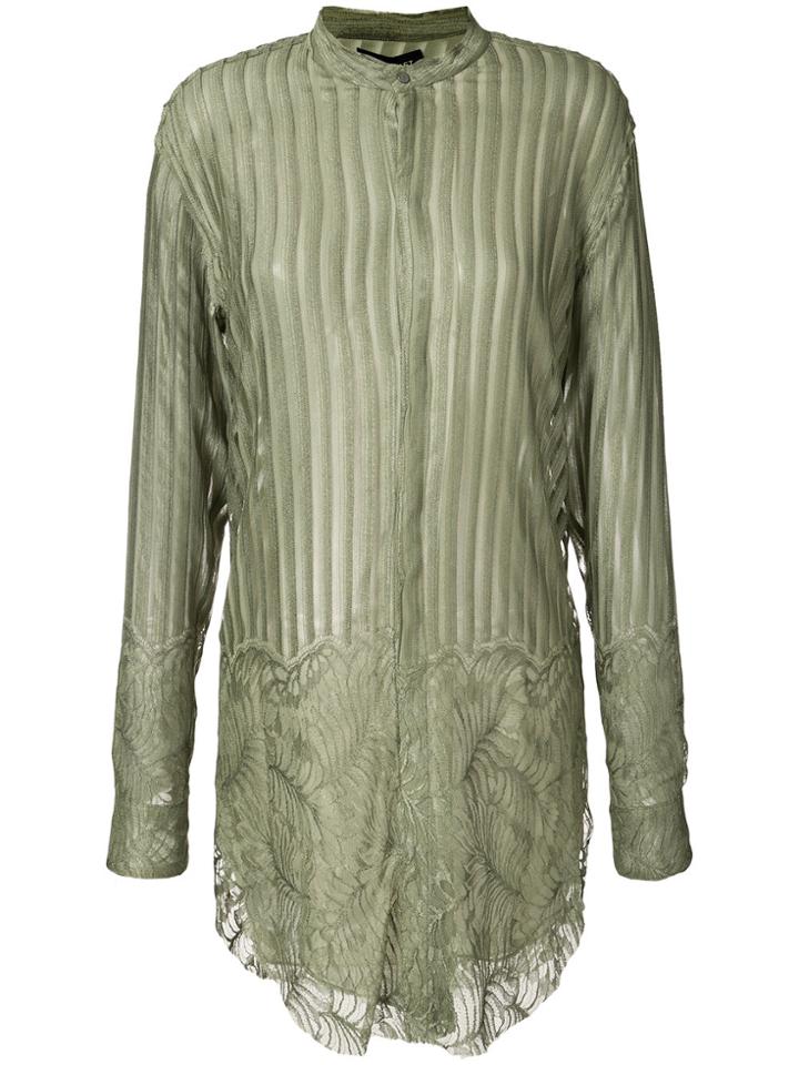 Baja East Longline Sheer Shirt - Green