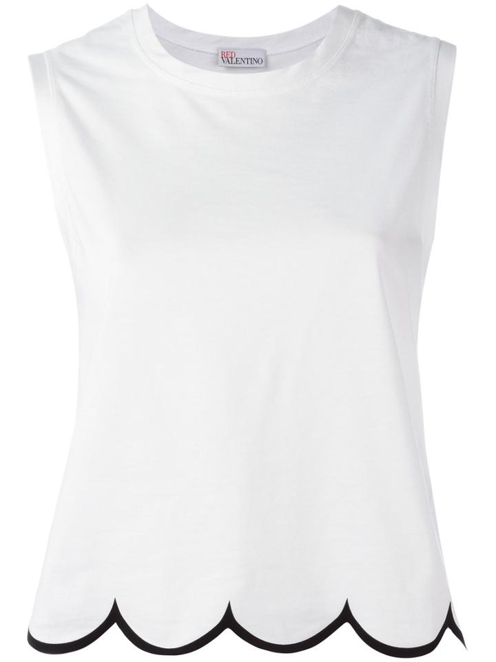 Red Valentino Scalloped Hem Top, Women's, Size: Small, White, Cotton