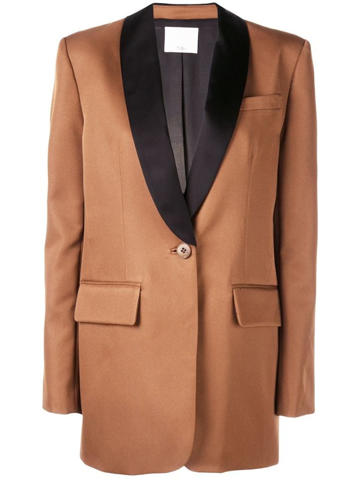 Tibi Techy Twill Tuxedo Blazer - Brown