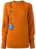 Christopher Kane Lost And Found Crew Neck Jumper, Women's, Size: Xs, Yellow/orange, Virgin Wool