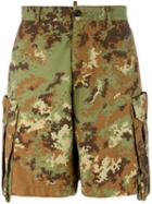 Dsquared2 Camouflage Shorts, Men's, Size: 50, Green, Polyamide/cotton