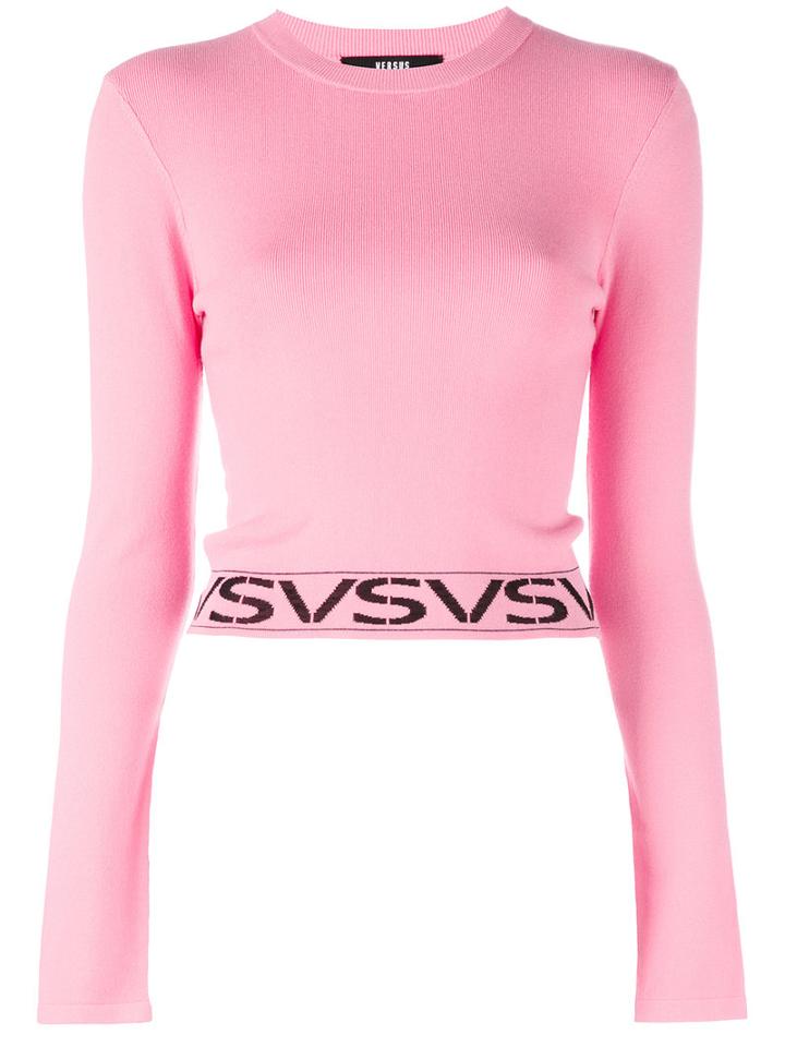 Versus - Logo Hem Jumper - Women - Viscose/polyester - 40, Pink/purple, Viscose/polyester