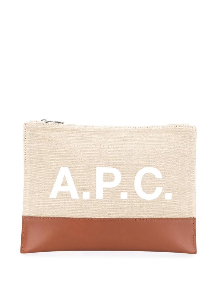 A.p.c. Logo Print Clutch - Neutrals