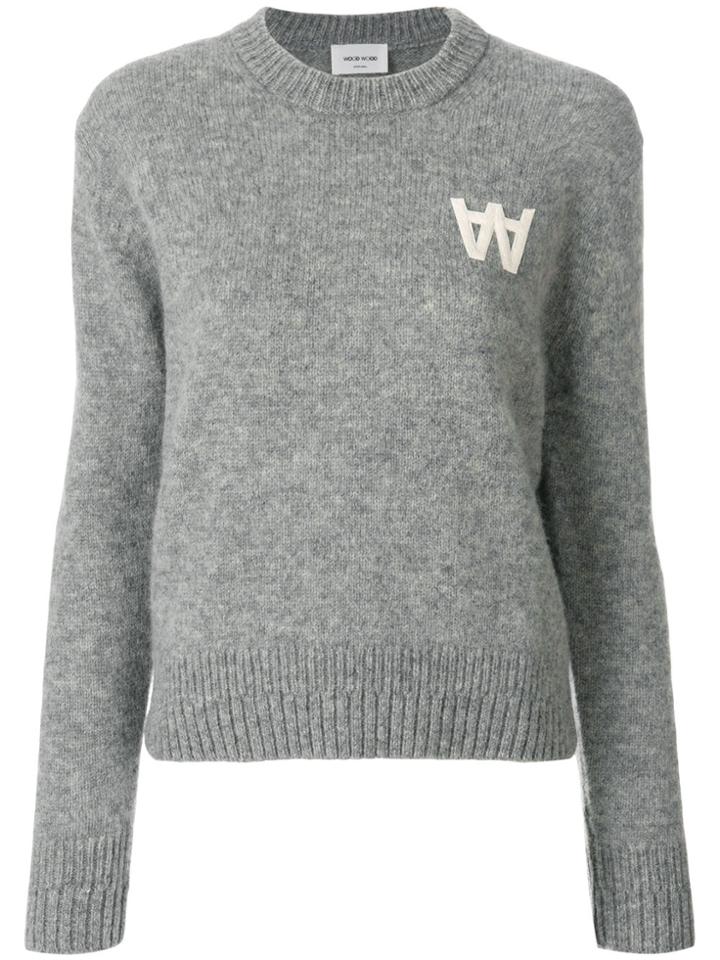 Wood Wood Long Sleeve Logo Jumper - Grey