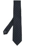 Tom Ford Silk Diagonal Stripped Tie - Black