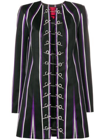 Rouge Margaux Striped Toggle Coat - Black