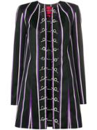 Rouge Margaux Striped Toggle Coat - Black
