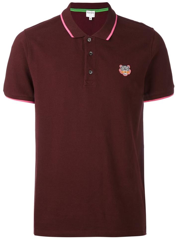 Kenzo 'mini Tiger' Polo Shirt, Men's, Size: Large, Pink/purple, Cotton