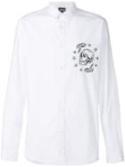 Just Cavalli - Embroidered Skull Shirt - Men - Cotton/polyamide/spandex/elastane - 54, White, Cotton/polyamide/spandex/elastane
