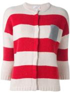 Brunello Cucinelli Striped Cardigan, Women's, Size: Medium, Red, Silk/acetate/cashmere