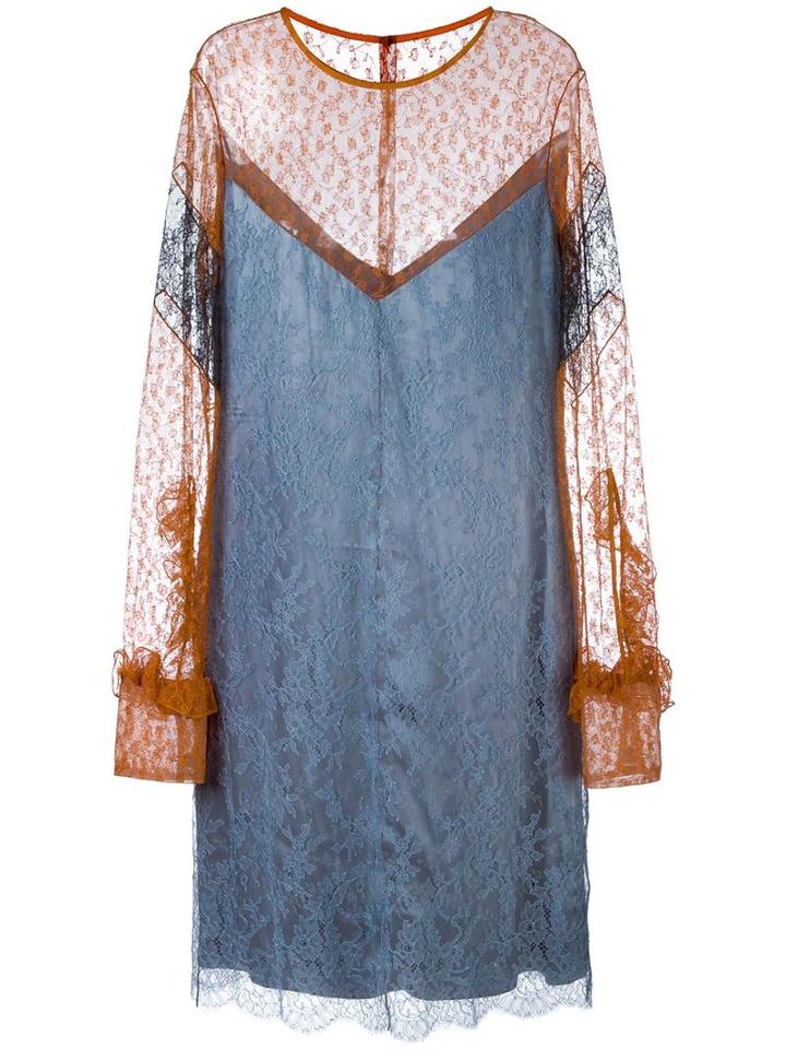 Nina Ricci Floral Lace Shift Dress, Women's, Size: 36, Blue, Polyamide