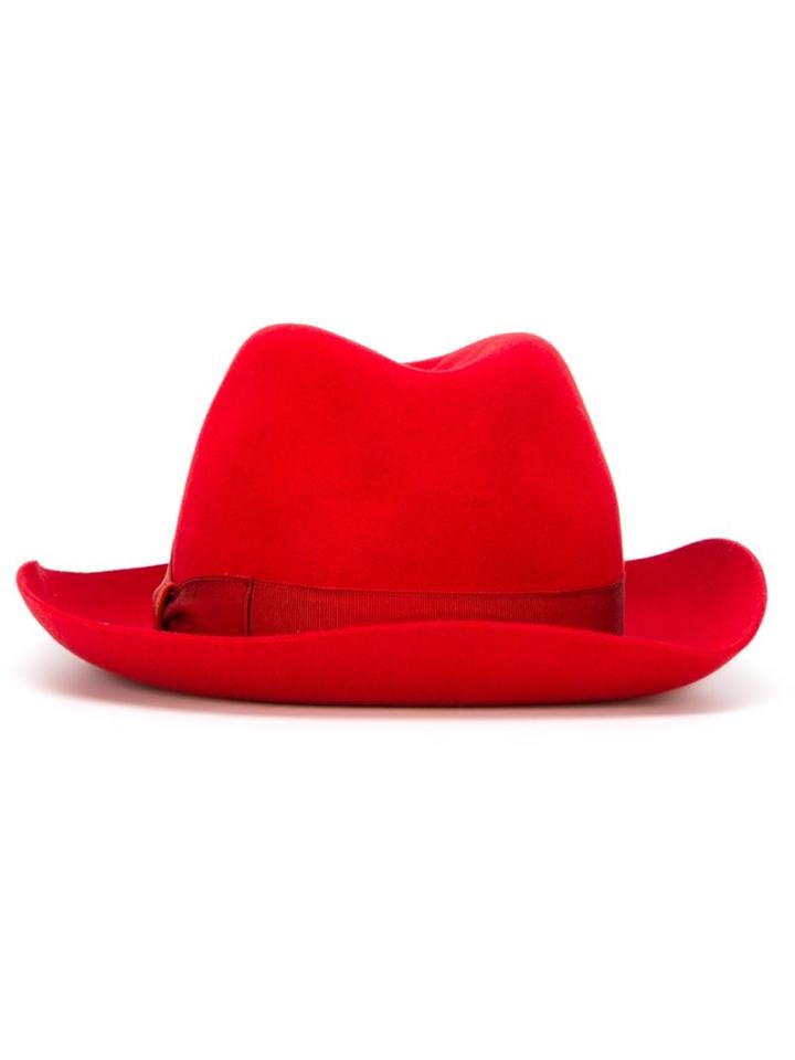 Borsalino Curved Brim Hat, Women's, Size: 58, Red, Rabbit Fur
